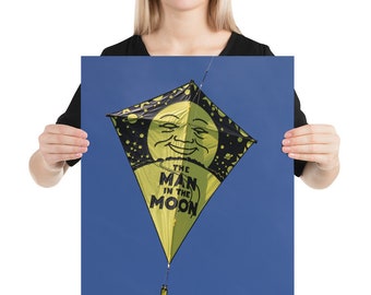 Poster dell'aquilone dell'uomo sulla luna