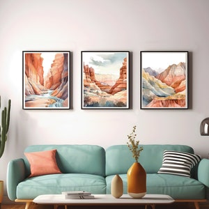 3 Utah in Watercolor Prints, DIGITAL Prints, Landscape Prints, Utah Wall Art, Beautiful Mountain Landscape Prints