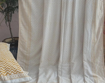 Block Printed Cotton King Bed Dohar, Handmade Indian Blanket Bedspread, Duvet Cover