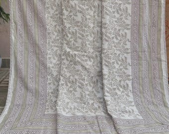 Handblock bedruckte Baumwolle Dohar, Reversible Floral King Size Tagesdecke, indische leichte Decke