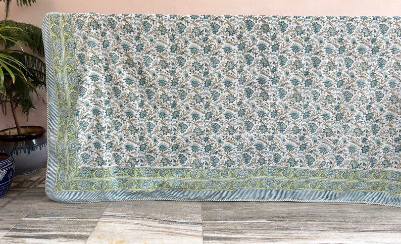 Single Bed 3-Layered Cotton Dohar with Hand Block Floral Print main image 1