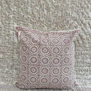 Block Printed Cotton Cushion Cover: Indian Floral Throw Pillow, Handmade