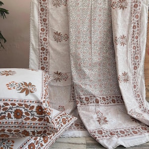 Queen Size Block Print Dohar: Organic Cotton Jaipuri Quilt