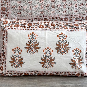 Floral Block Print Cushion Cover: Handmade Bohemian Pillow