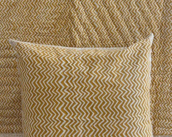 Capa de almofada de algodão estampada à mão: almofada decorativa indiana