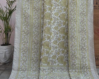 Handtryckt Kantha-täcke, indiskt överkast