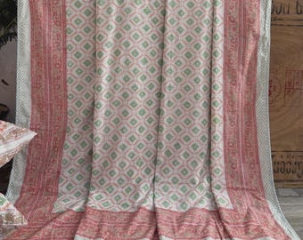 Jaipuri Block Print King Size Dohar: Reversible Floral Cotton Bedding Blanket