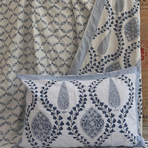 Handmade Cotton Block Print Quilt: Reversible Floral Bedspread image 11
