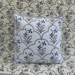 Indian Hand Block Printed Cushion Cover, Reversible Floral Cotton Two Sofa Pillow Cover, Decorative Cushion Cover, Modern Farmhouse Pillows