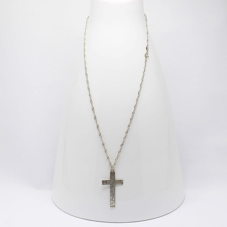 Vintage JA&S Sterling Silver Floral Cross Pendant on 18 - Etsy