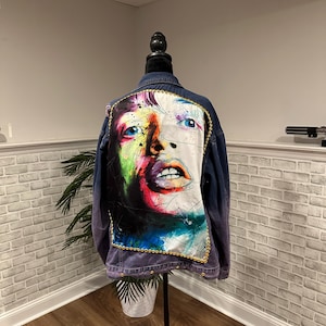 Rolling Stones Purple Denim Jean Jacket Studded DIY