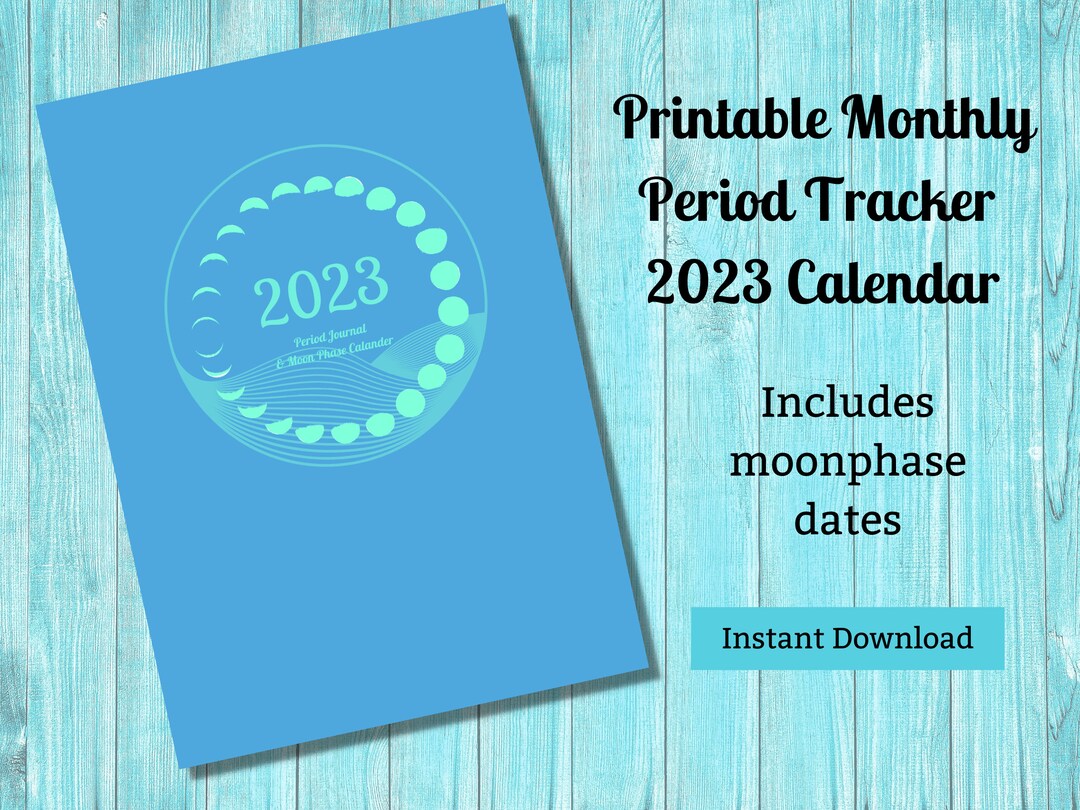 2023 period tracker calendar with moon phase dates menstrual etsy