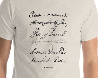 Barock Komponisten Unisex Musik T-Shirt | Klassische Musik & Musiklehrer Geschenke