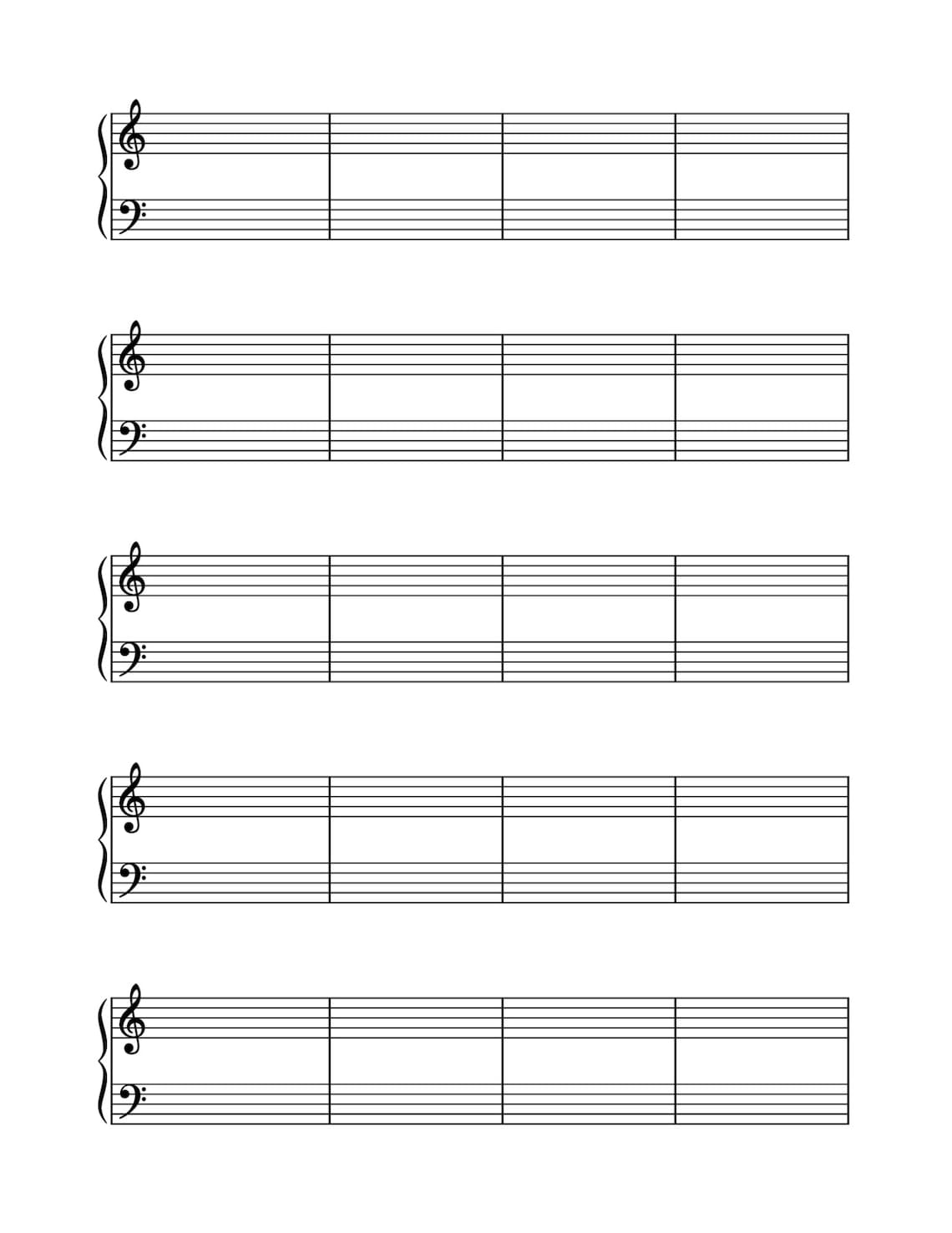 4-pack Printable Blank Piano Sheet Music | Floral Music Manuscript ...