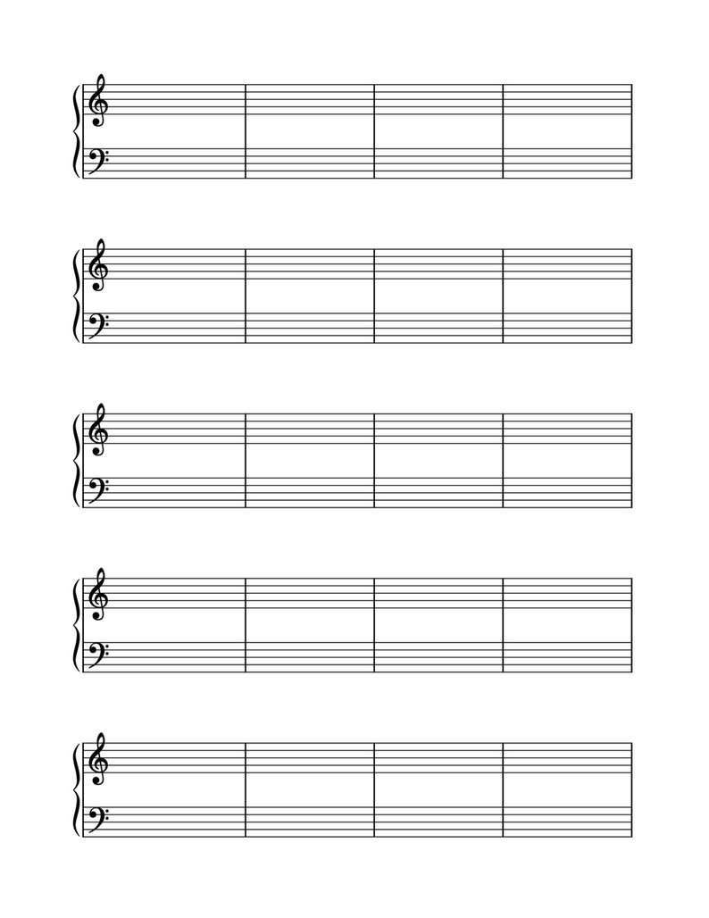 4-pack Printable Blank Piano Sheet Music | Floral Music Manuscript ...