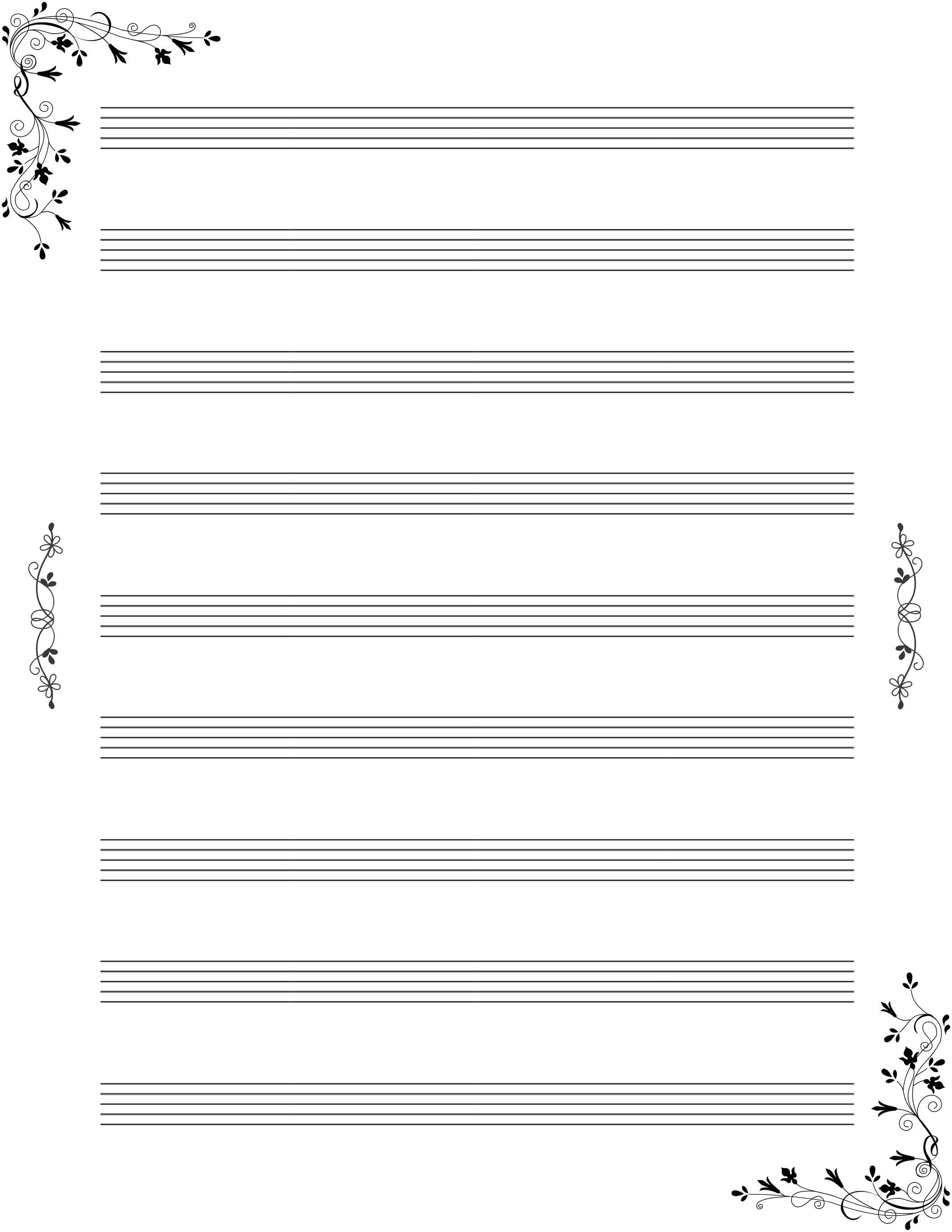 4-pack Printable Blank Sheet Music | Floral Music Manuscript Paper - Etsy