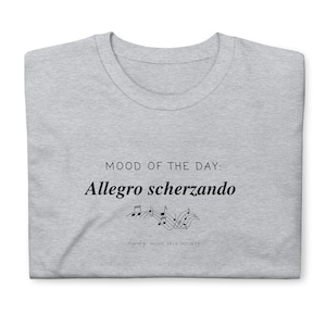 Funny Music T-Shirt (Unisex) - Mood of the Day: Allegro | Classical Music T-Shirts, Music Teacher Gifts