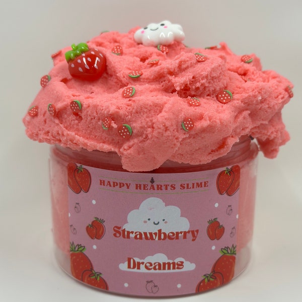 Happy Hearts Slime STRAWBERRY DREAMS Fresh Juicy Strawberry Scent Drizzly Cloud Slime