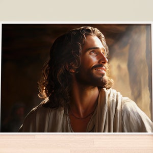 Jesus' Morning Prayers | Smiling Jesus | Jesus Painting | The Living Christ | Picture of Jesus | Jesus Art Print | LDS Art