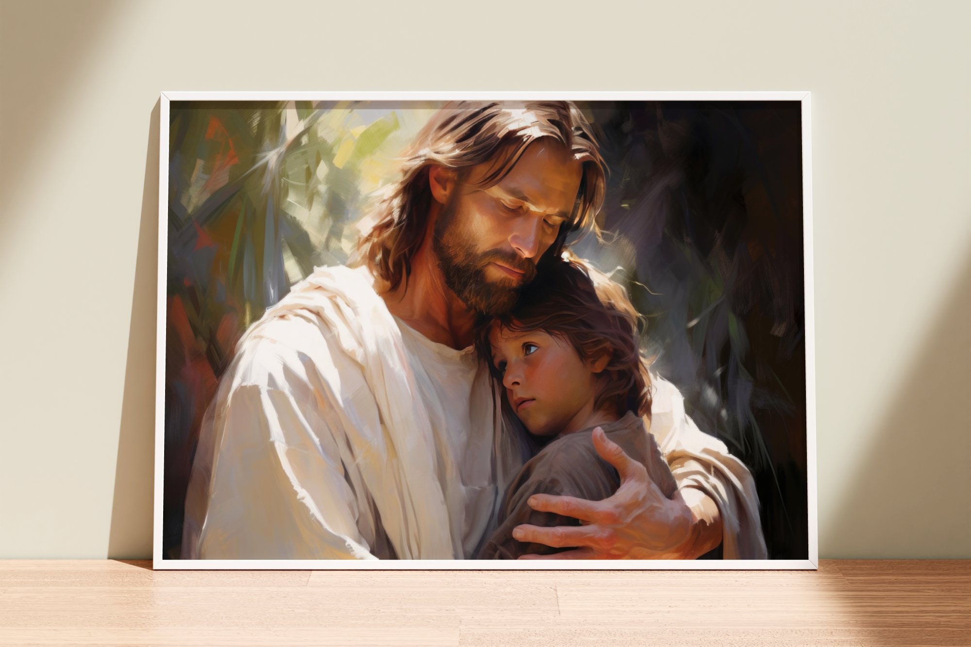 Jesus Holding Young Boy Jesus Holding Child Jesus Painting Etsy