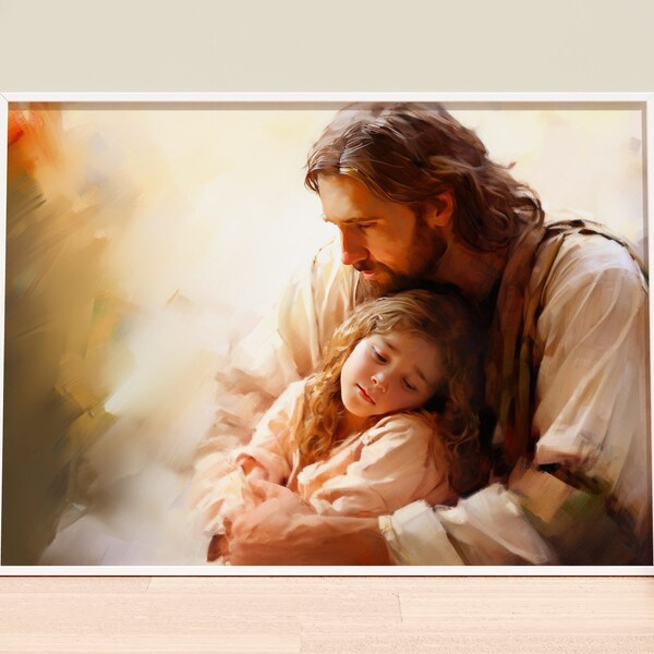 Jesus With Little Girl Painting Etsy