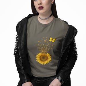 Sunflower Butterfly T-Shirt: Nature-Inspired Graphic Tee image 3