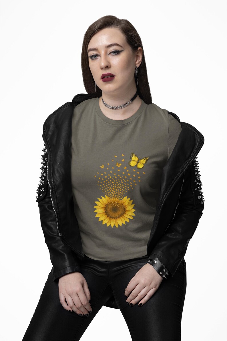 Sunflower Butterfly T-Shirt: Nature-Inspired Graphic Tee image 3