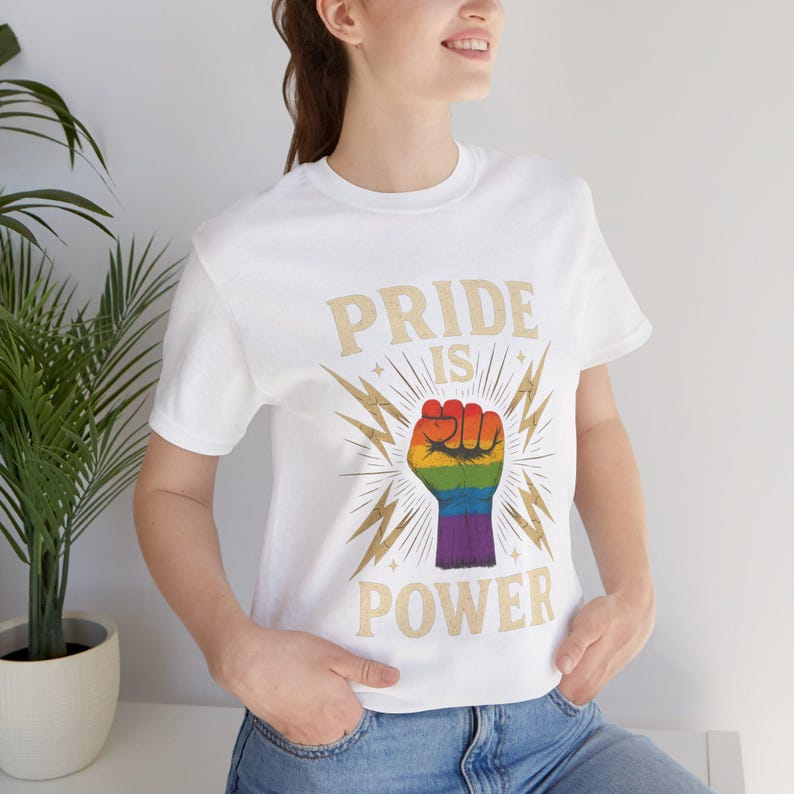 Pride Is Power Rainbow Fist T-Shirt: LGBTQ+ Equality Activist Apparel image 3
