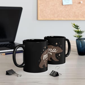 Mama Bear Bear Silhouette Mug | Black Ceramic Coffee Cup image 7