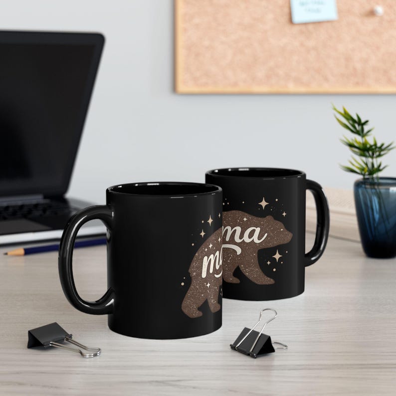 Mama Bear Bear Silhouette Mug | Black Ceramic Coffee Cup image 7