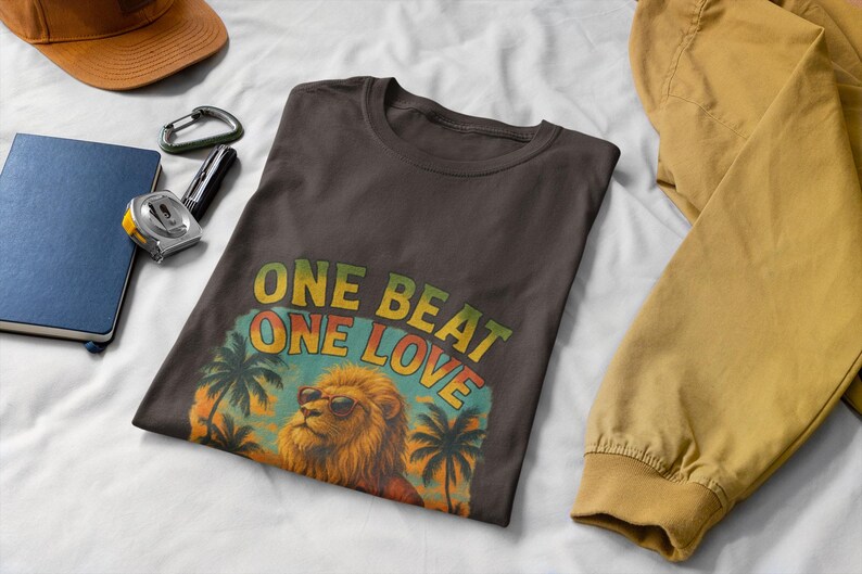 Camiseta gráfica vibrante para amantes de la música: Camiseta unisex "One Beat One Love" imagen 4