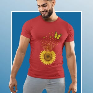 Sunflower Butterfly T-Shirt: Nature-Inspired Graphic Tee image 5