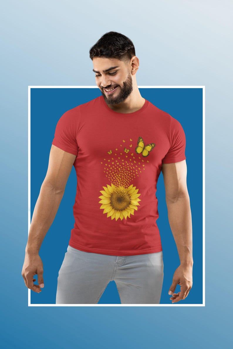 Sunflower Butterfly T-Shirt: Nature-Inspired Graphic Tee image 5