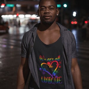 LGBTQ+ Pride Tank Top: "We are all UNIQUE" Graphic Tee image 6