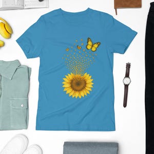 Sunflower Butterfly T-Shirt: Nature-Inspired Graphic Tee image 1