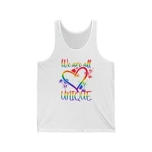 LGBTQ+ Pride Tank Top: "We are all UNIQUE" Graphic Tee image 2
