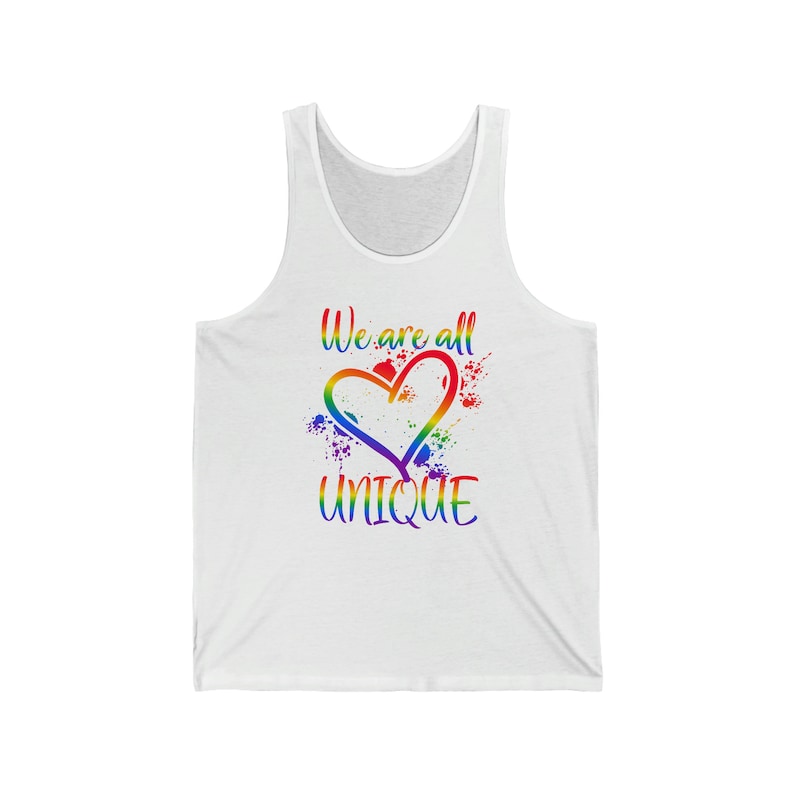 LGBTQ+ Pride Tank Top: "We are all UNIQUE" Graphic Tee image 2