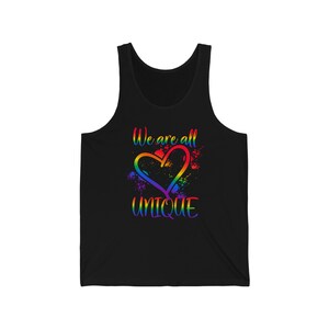 LGBTQ+ Pride Tank Top: "We are all UNIQUE" Graphic Tee image 5