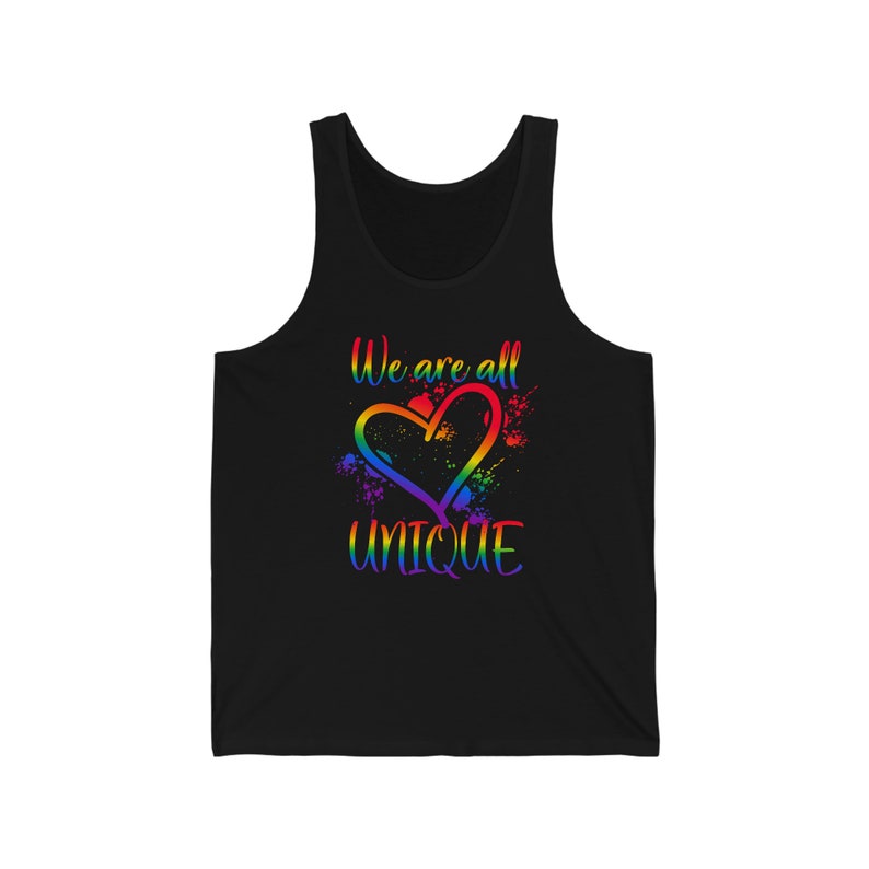 LGBTQ+ Pride Tank Top: "We are all UNIQUE" Graphic Tee image 5