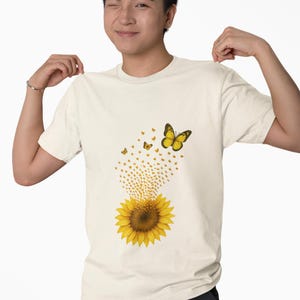 Sunflower Butterfly T-Shirt: Nature-Inspired Graphic Tee image 2