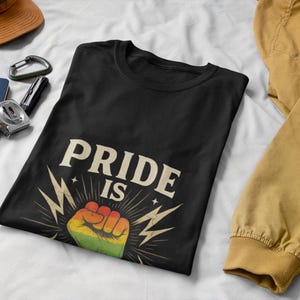 Pride Is Power Rainbow Fist T-Shirt: LGBTQ+ Equality Activist Apparel image 5