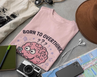 Funny Virgo T-Shirt: Overthinking Brain Cartoon, Sarcastic Graphic Tee