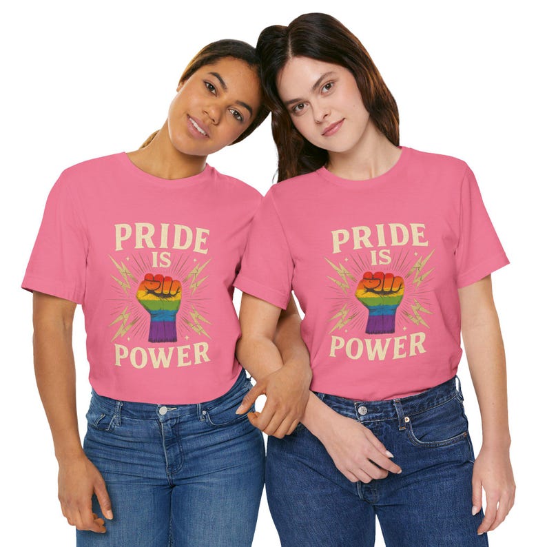Pride Is Power Rainbow Fist T-Shirt: LGBTQ+ Equality Activist Apparel image 1