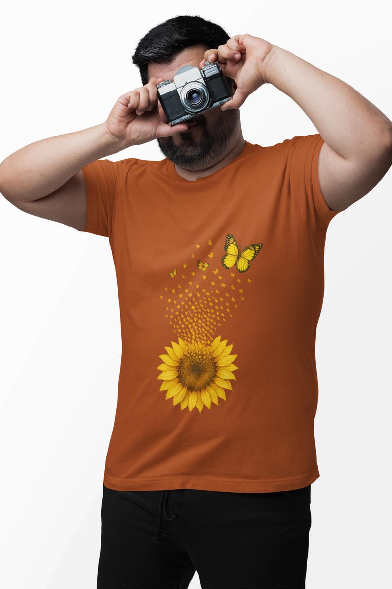 Sunflower Butterfly T-Shirt: Nature-Inspired Graphic Tee image 4