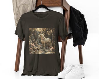 Enchanted Forest Dreamscape | Unicorns & Oversized Flowers | Whimsical Bella+Canvas Tee