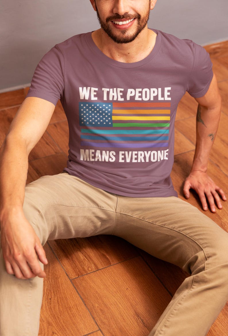 Pride American Flag Unisex Tee: LGBTQ+ Support Shirt image 3