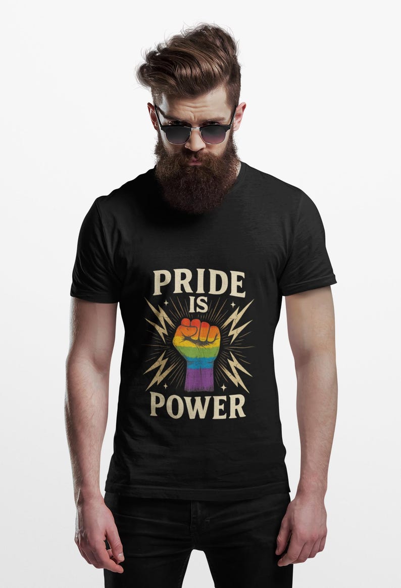 Pride Is Power Rainbow Fist T-Shirt: LGBTQ+ Equality Activist Apparel image 2