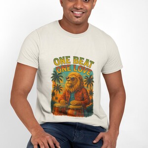 Camiseta gráfica vibrante para amantes de la música: Camiseta unisex "One Beat One Love" imagen 6