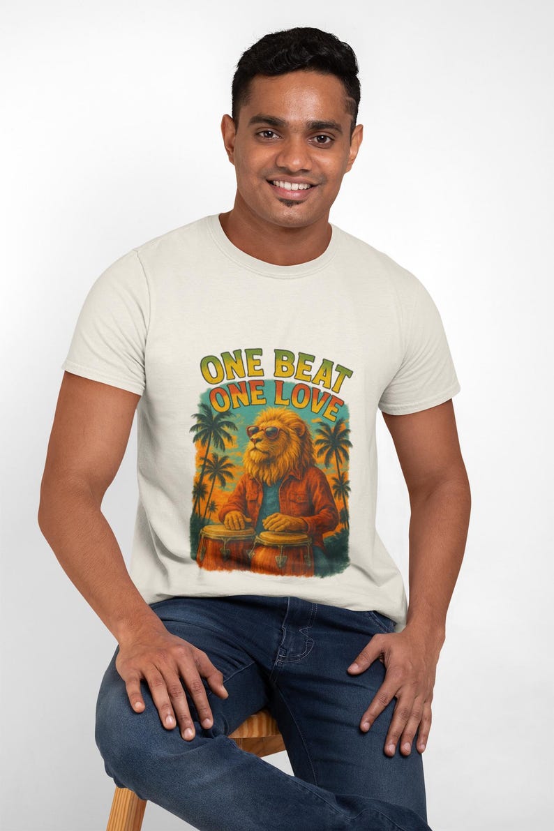 Camiseta gráfica vibrante para amantes de la música: Camiseta unisex "One Beat One Love" imagen 6