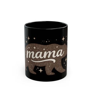 Mama Bear Bear Silhouette Mug | Black Ceramic Coffee Cup image 1